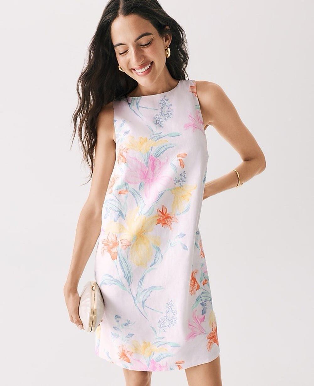 Ann Taylor Size 12 Floral Shift Dress in Linen Blend $159 EUC